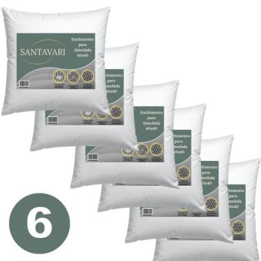 Imagem de Kit 6 Enchimentos de Almofada 40x40  Fibra Siliconada com Capa TNT 40g