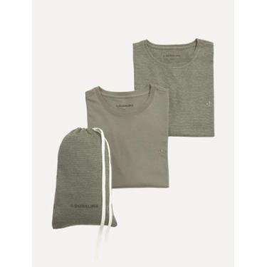 Imagem de Kit Camisetas Dudalina Malha Verde Listrado e Verde Médio 93.01.0016 2