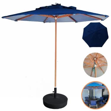 Imagem de Guarda Sol Ombrelone 3,00m + Base 40kg Para Praia Piscina Jardim Azul