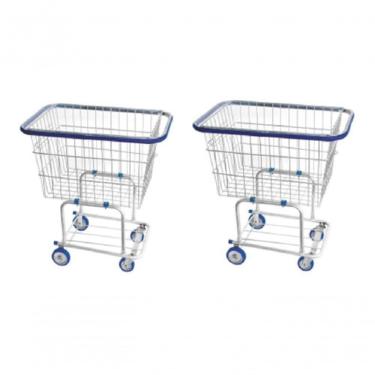 Imagem de Carrinho de Condomínio Kit 02 Carrinhos Supermercado 140L para Transporte de Compras com Estrutura Reforçada Galvanizada