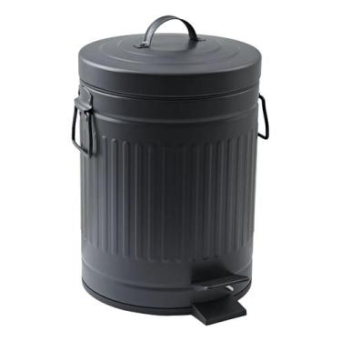 Imagem de Lixeira Banheiro Preta 5l 26x20cm Aco - Brazil Home Living