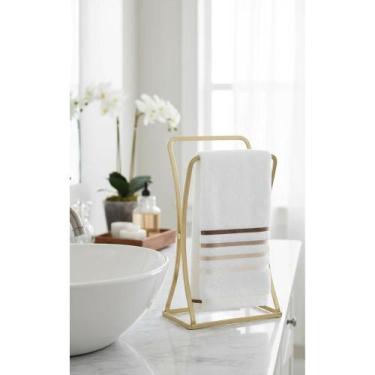Imagem de 2x Porta Toalha Bancada Dourado Fosco Luxo Sem Furos - Congratulations