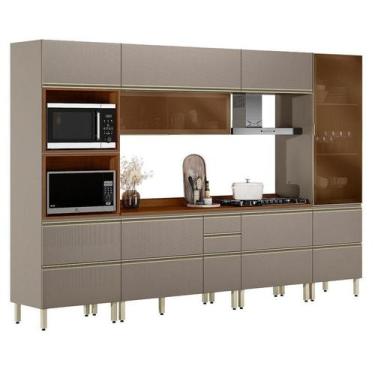 Imagem de Cozinha Modulada Proença 6 peças Torre Quente e Cristaleira Nogueira N