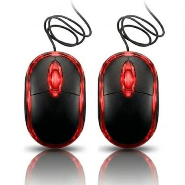 Imagem de Kit 2 Mouse Usb Com Fio Óptico 3 Botões 1000DPI Para Notebook e Comput