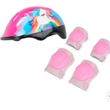 Imagem de Capacete para ciclismo com kit protetor rosa G unicórnio - Centauro