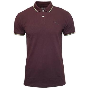 Imagem de Camisa Polo Masculina Malha Piquet Colcci Listras, Bordo punch, P