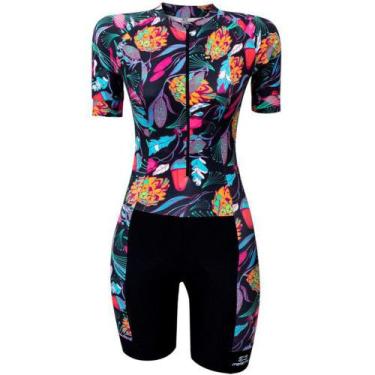 Imagem de Macaquinho de Ciclismo Marcio May Slim Fit Ocean Leaves Fem