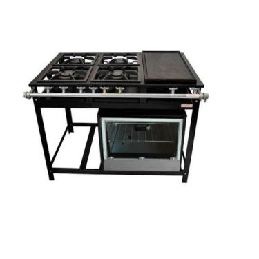 Imagem de Fogão Industrial 4 Bocas com Chapa 30x30 P7 com Forno Leona
