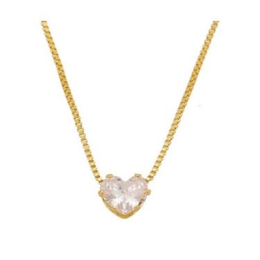 Imagem de Colar Zircônia Cristal em Formato de Coração Banhado em Ouro 18K - Cas