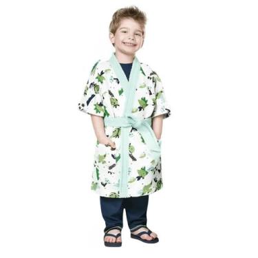Imagem de Roupão Infantil PP ( 2-3 anos) Atoalhado Felpudo Lepper - Dinossauro