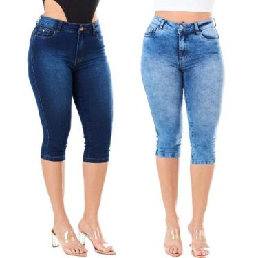 Imagem de Kit 2 Calças Feminina HNO Jeans Skinny Classic Preta e Azul Marinho, 5