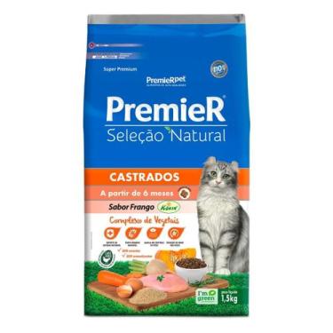 Imagem de Ração Premier Seleção Natural Gatos Castrados sabor Frango 1,5 Kg - PR