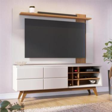Imagem de Bancada Capri com Adega p/ Vinhos Off White Matte/Freijó - Colibri