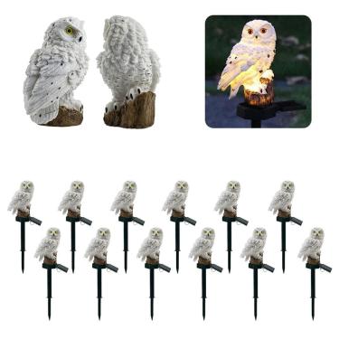 Imagem de Coruja Luminaria Solar Kit 12 Uni Enfeite Casa Jardim Quintal Decoracao Iluminacao Resistente Luz led Multiuso Resistente