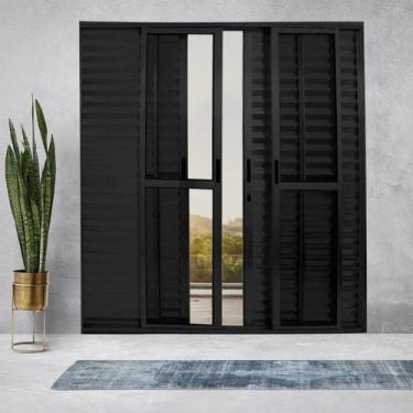 Imagem de Porta Balcão de Alumínio 6 Folhas 210 x 200cm com Fechadura Linha 25 P