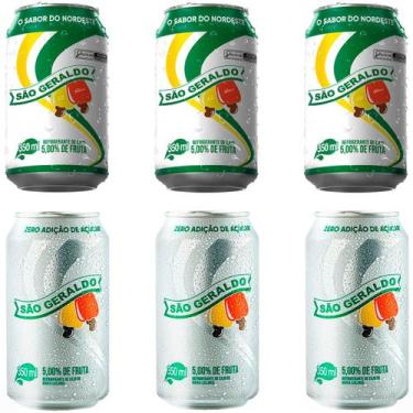 Imagem de Refrigerante São Geraldo Caju Lata 350ml Kit 3 Normal 3 Zero
