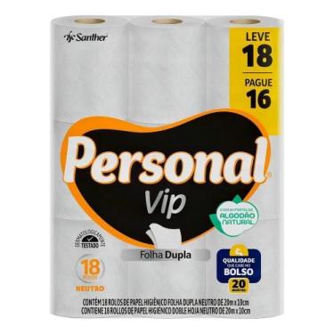 Imagem de Papel Higiênico Folha Dupla Neutro Personal Vip 20m