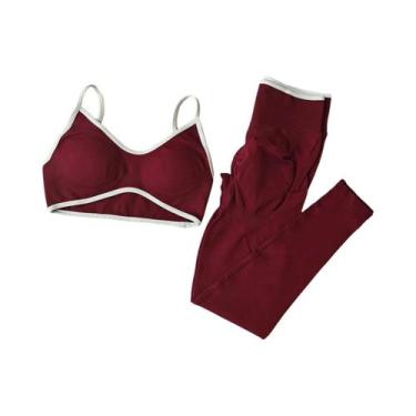 Imagem de Conjuntos De Yoga Sem Costura Para Mulheres, Leggings De Fitness, Suti