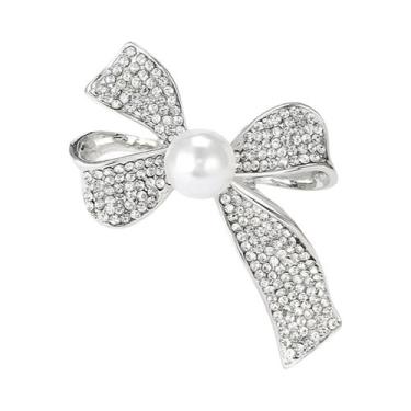 Imagem de Broche De Laço Com Pérolas E Strass Para Mulheres, Acessório De Joalhe