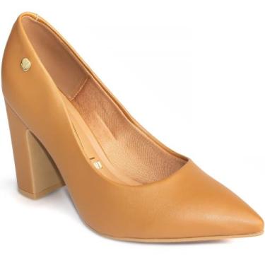 Imagem de Sapato Scarpin Vizzano Salto Alto Bloco Confortável 1285, Caramelo, 35
