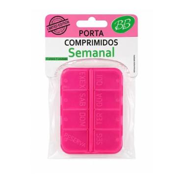 Imagem de Porta Comprimido Semanal Rosa Com 8 Repartições 3B