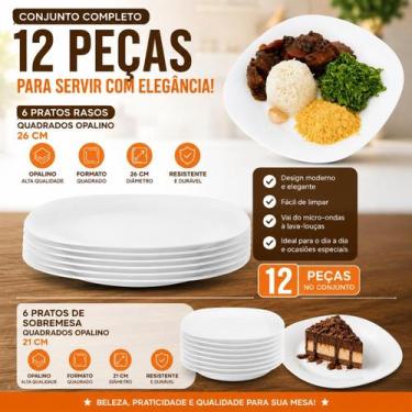 Imagem de Conjunto De Pratos Opaline 12pç 6 raso e 6 sobremesa - Bela Flor