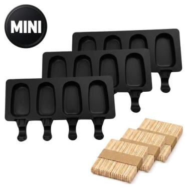 Imagem de Kit 3 Formas de Silicone para Mini Picolés e Doces com 150 Palitos - U