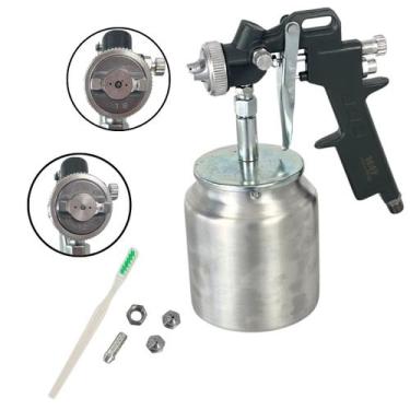Imagem de Pistola Revolver de Pintura Sucção 3 Bicos 1.2 1.5 1.8mm Pressão Copo 