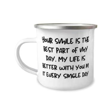 Imagem de Joke Wife Gifts, Your smile is the best part of my day My life is better with you in it, Cheap Valentine's Day 355 ml Caneca de acampamento da Wife