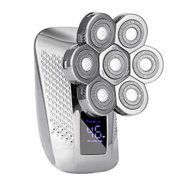 Imagem de 5 em 1 conjunto de barbeador elétrico 7D cabeça de corte de lâmina display digital IPX6 à prova d'água molhado seco duplo uso multiuso 5 cabeças substituíveis