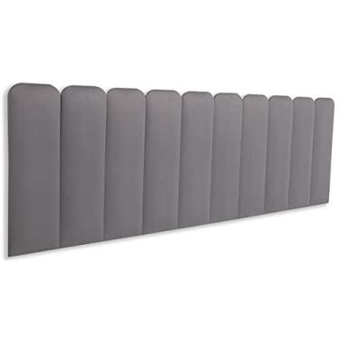 Imagem de Cabeceira King Modulada Arredondada Cama Box 200 cm x 60 Cm Kit 10 Placas Blu Interiores Cor:SUEDE Cinza