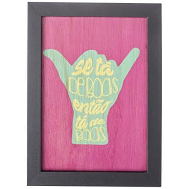 Imagem de Arte Maníacos Quadro Decorativo em Madeira De Boas Fundo Roxo - 23x16,25cm (Moldura caixa em laca preta)