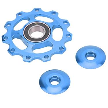 Imagem de Roda de liga de alumínio da polia do desviador traseiro, alta confiabilidade, excelente desempenho, guia de bicicleta, rolo, leve, aparência requintada para bicicleta (azul)