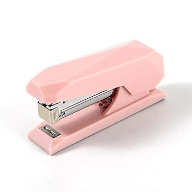 Imagem de Grampeador com grampos, grampeadores pequenos e resistentes para mesa (rosa)