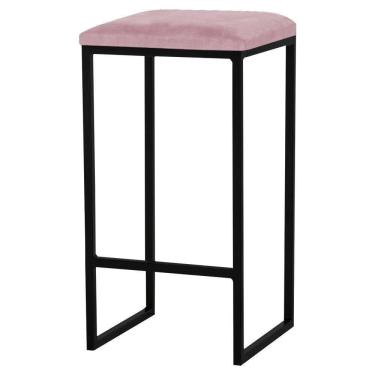 Imagem de Banqueta Billie Base Preta Veludo Rosê Gran Belo