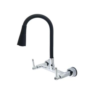 Imagem de Torneira Misturador Conic Cozinha Preto Parede 2 Jato Meli