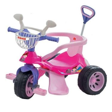 Imagem de Triciclo Empurrador Motoca Super Cross Rosa Biemme
