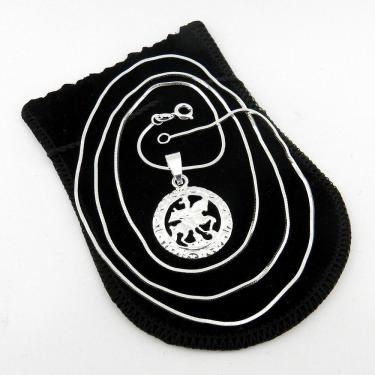 Imagem de Corrente Masculina 70Cm 1Mm + São Jorge Folheada Prata Cr272