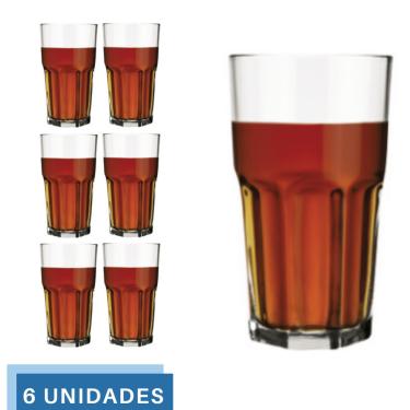 Imagem de 6 Copo Bristol Luxo Redondo Vidro Transparente 410ml Nadir