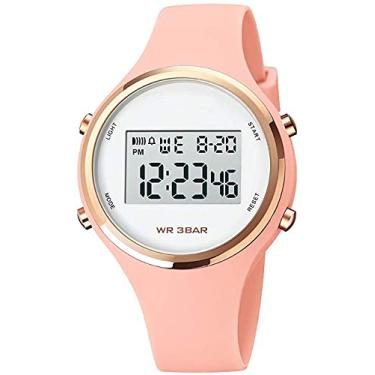 Imagem de XCZAP Relógios esportivos ao ar livre, despertador, 5 bar, à prova d'água, LED, relógio digital, rosa, Esportes