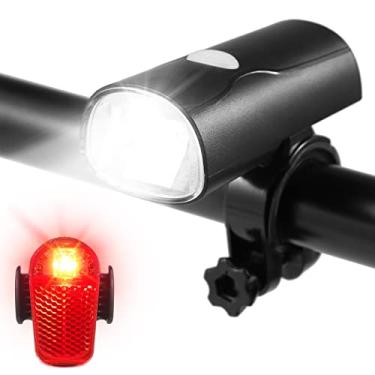 Imagem de Luz de bicicleta,KKcare Luzes de bicicleta recarregáveis USB para passeios noturnos Luz frontal e traseira LED super brilhante Conjunto de luz de bicicleta lanterna traseira