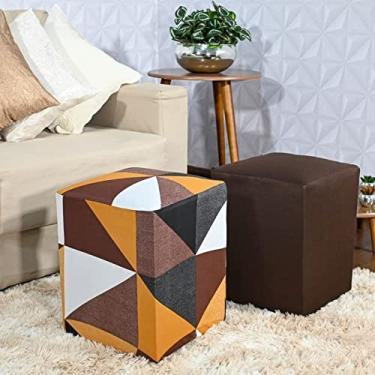 Imagem de Kit Capa Puff Plus Quadrado 40X40cm 2 Unidades Tabaco/Retrô