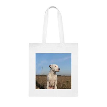 Imagem de Sacola para cachorro argentino Dogo, presente para cachorro dogue argentino, presente para cachorro cachorro dogue argentino bolsa de ombro para cachorro dogue argentino, bolsa de ombro para cachorro dogue argentino, sacola reutilizável para cachorro dogue argentino, Branco