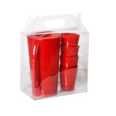 Imagem de Kit Jarra Fresc Vermelho 2,5 Litros ( 1 Jarra Fresc/ 4 Copos Fresc 350