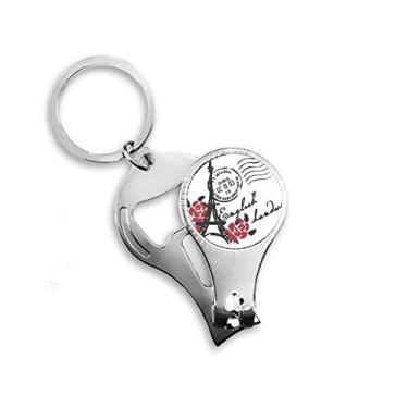 Imagem de Torre Eiffel Rosas França Paris Estilo Carimbo Alicate Anel Chaveiro Abridor de Garrafas Cortador