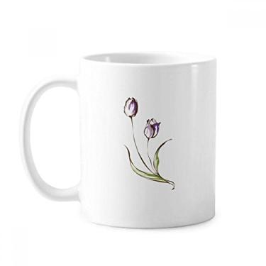 Imagem de Flor roxa planta tulipa vegetação caneca cerâmica xícara de porcelana café louça