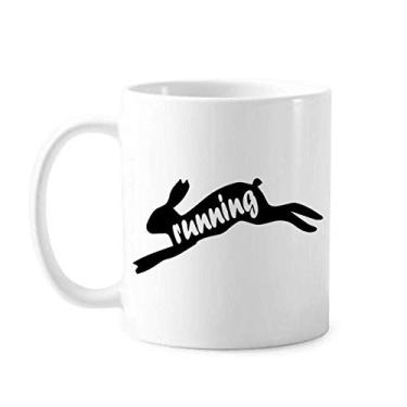 Imagem de Caneca natural com contorno de coelho de animal preto cerâmica xícara de porcelana de café louça