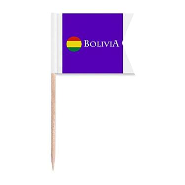 Imagem de Bandeiras de palito de dente da Bolívia América do Sul Espanha Marcação de rotulagem para bolo de festa Prato de queijo