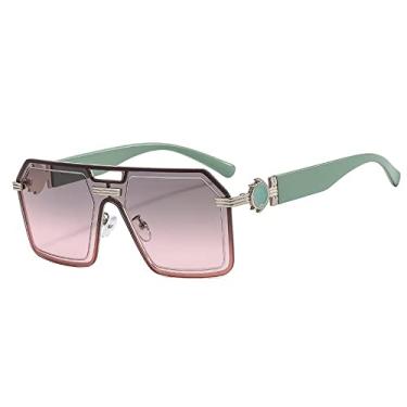 Imagem de Rimmes One Piece Óculos de Sol Quadrados Para Mulheres Moda Superdimensionada Gradiente Liga Óculos de Sol Masculino Plano Uv400 Tons Gafas De Sol, cinza prata rosa, tamanho único