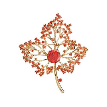 Imagem de KIZQYN Broche feminino acessórios para casaco outono e inverno xale cardigã pino incrustado com zircão flor de peito de broche de folha de bordo acessório de fantasia